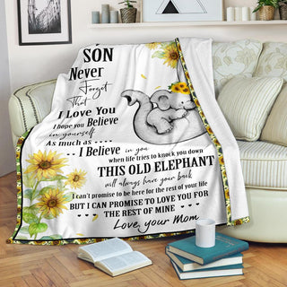 Gift For Elephant Lover Gift For Mom Mom to Son Elephant Flower Blanket
