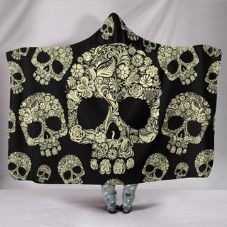 Sugar Skull Hooded Blanket - designfullprint