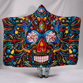 Ultra Soft Wool 3D Skull Hooded Blanket 008 - designfullprint