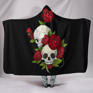 Skulls and Roses Hooded Blanket
