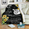 Gift For Elephant Lover Gift For Mom Mom to Son Elephant Sunflower Black Blanket