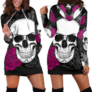 Floral Skull Hoodie Dress 011 - designfullprint