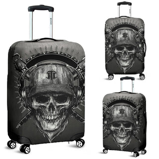 Washable Spandex Luggage Cover- Black&White Skul and Sword 011 - designfullprint