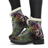 Skull and Dragon Faux Fur Leather Boots