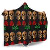 Roses and Skulls Hooded Blanket for Skull Lovers