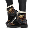 Gold Skull Chain Faux Fur Leather Boot