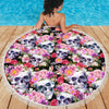 Ultra-soft & Lightweight Round Beach Blanket - Skull of Flower Garden 008 - designfullprint