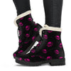 Pink Skull Faux Fur Leather Boots