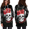 Floral Skull Hoodie Dress 009 - designfullprint