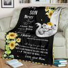 Mom to Son Elephant Sunflower Black Blanket