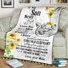 Gift For Elephant Lover Gift For Mom Elephant Mom to Son Sunflower Premium Blanket