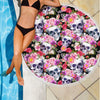 Ultra-soft & Lightweight Round Beach Blanket - Skull of Flower Garden 008 - designfullprint