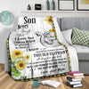 Gift For Elephant Lover Gift For Mom Elephant Mom to Son Sunflower Premium Blanket