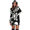 Skull & Crossbones Women's Hoodie Dress - designfullprint