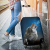 Washable Spandex Howling Wolf Print Luggage Cover 005 - designfullprint