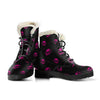 Pink Skull Faux Fur Leather Boots