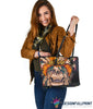 Skull Gift Skull And Feather Skull Leather Tote Bag HG