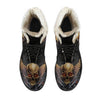 Gold Skull Chain Faux Fur Leather Boot
