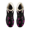 Pink Skull Faux Fur Leather Boots