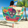 Lightweight Round Beach Blanket - Sugar Skull Skull Ship Mexican Skull 002