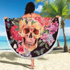 Ultra-soft & Lightweight Round Beach Blanket - Skull Flower Headdress 006 - designfullprint