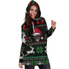 Skull Gift Ugly Christmas Santa Skull Black Hoodie Dress
