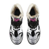 Pink Rose Skull Faux Fur Leather Boots