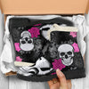 Pink Rose Skull Faux Fur Leather Boots
