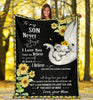 Gift For Elephant Lover Gift For Mom Mom to Son Elephant Sunflower Black Blanket
