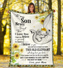 Gift For Elephant Lover Gift For Mom Elephant Mom to Son Sunflower Premium Blanket