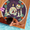 Lightweight Round Beach Blanket - Sugar Skull Skull Candle Mexican Skull 001