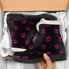 Pink Skull Faux Fur Leather Boots