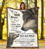 Gift For Wolf Lover Gift For Dad Wolf Dad to Son Native Premium Blanket Gift To Son