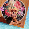Ultra-soft & Lightweight Round Beach Blanket - Skull Flower Headdress 006 - designfullprint