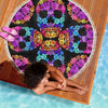 Lightweight Round Beach Blanket - Sugar Skull Skull Floral 005