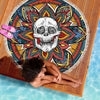Ultra-soft & Lightweight Round Beach Blanket - Skull Floral 007 - designfullprint