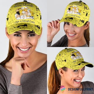 Yellow Behind Every Good Woman Are A Lot Of Cats Classic Cap Gifts For Cat Lovers