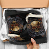Gold Skull Chain Faux Fur Leather Boot