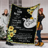 Gift For Elephant Lover Gift For Mom Mom to Son Elephant Sunflower Black Blanket