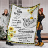 Gift For Elephant Lover Gift For Mom Mom to Son Elephant Flower Blanket