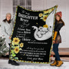Gift For Elephant Lover Mother Day Gift Mom to Daughter Elephant Sunflower Black Blanket