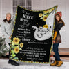 Gift For Elephant Lover Aunt to Niece Elephant Sunflower Premium Blanket