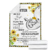 Gift For Elephant Lover Gift For Mom Elephant Sunflower Mom to Daughter Mommy Love Premium Blanket Mother Day Gift