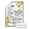 Gift For Elephant Lover Gift For Mom Elephant Mom to Son Sunflower Premium Blanket