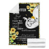 Gift For Elephant Lover Mother Day Gift Mom to Daughter Elephant Sunflower Black Blanket