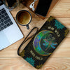 Gift For Hippie Lover Hippie Dragonfly Moon Stay Wild Moon Child Leather Wallet Long Wallet With Black Hand Strap HG
