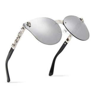 Unisex Skull Sunglasses Silver Frame - designfullprint