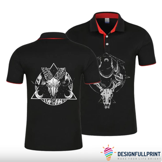 Skull Gift Baphomet Goat Skull And The Moon Polo Shirt NHD