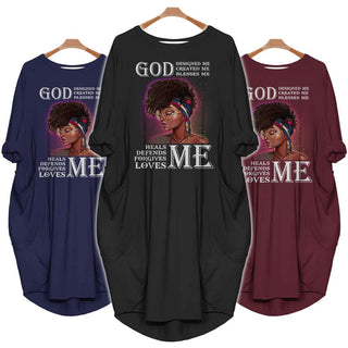Black Pride God Design Created Blesses Heals Defends Forgives Loves Me Batwing Pocket Dress Black And Proud 365