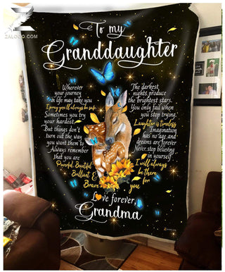 Custom Fleece Blanket For Granddaughter From Grandma Deer I will always be there for you Heart